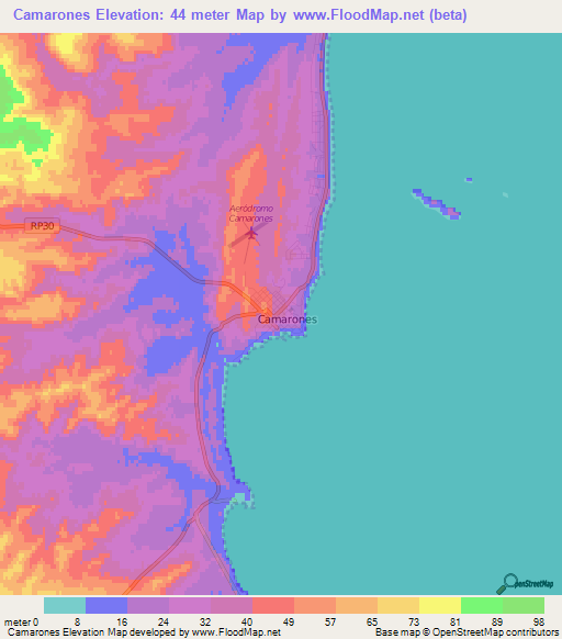 Camarones,Argentina Elevation Map