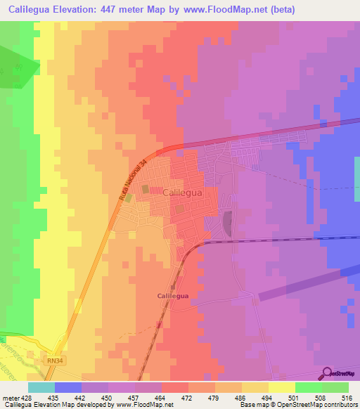 Calilegua,Argentina Elevation Map