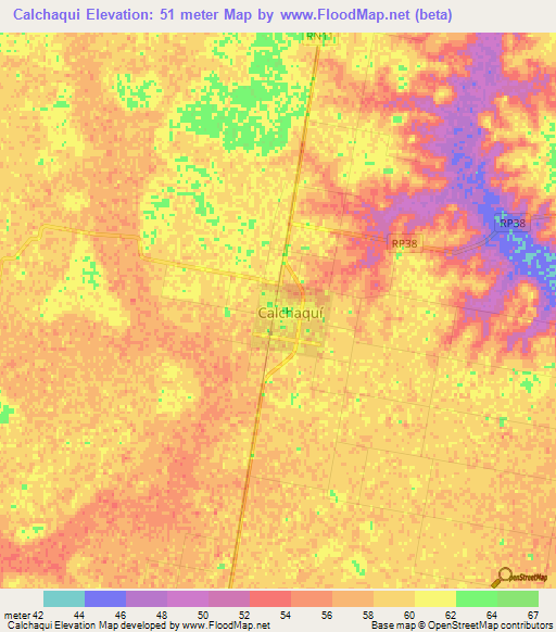 Calchaqui,Argentina Elevation Map