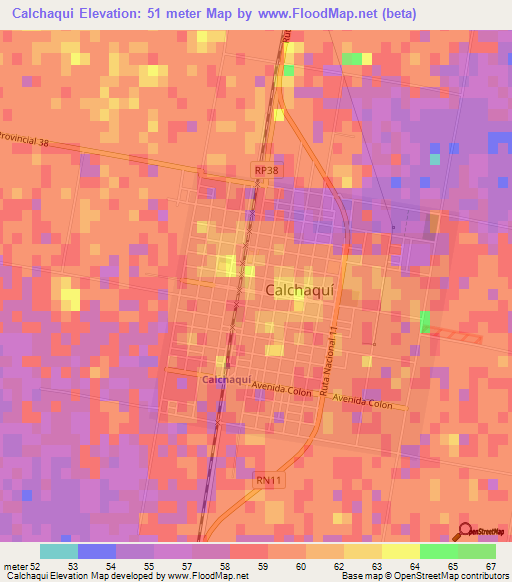 Calchaqui,Argentina Elevation Map
