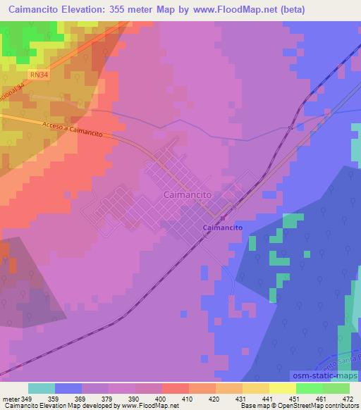 Caimancito,Argentina Elevation Map