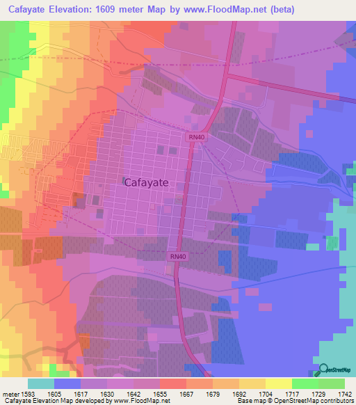 Cafayate,Argentina Elevation Map