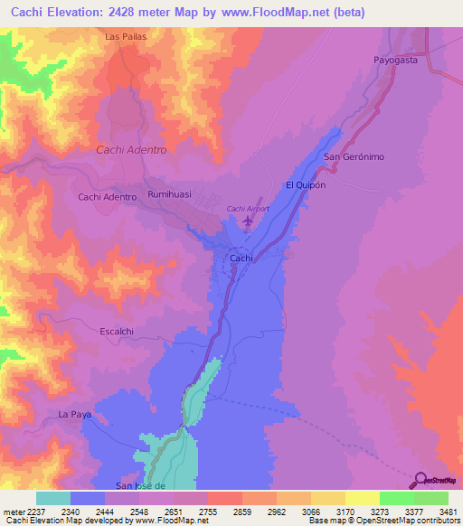 Cachi,Argentina Elevation Map
