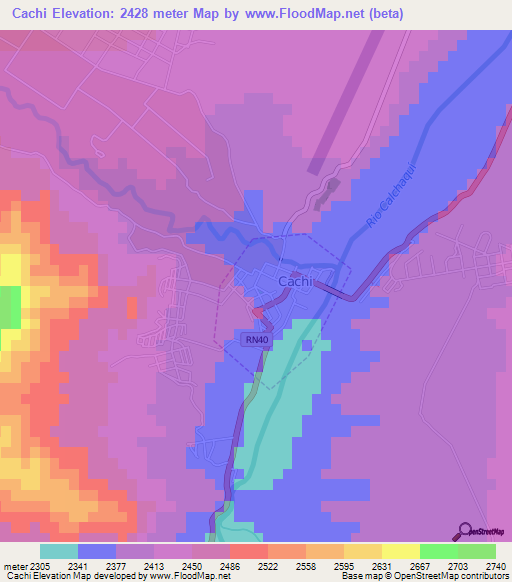 Cachi,Argentina Elevation Map