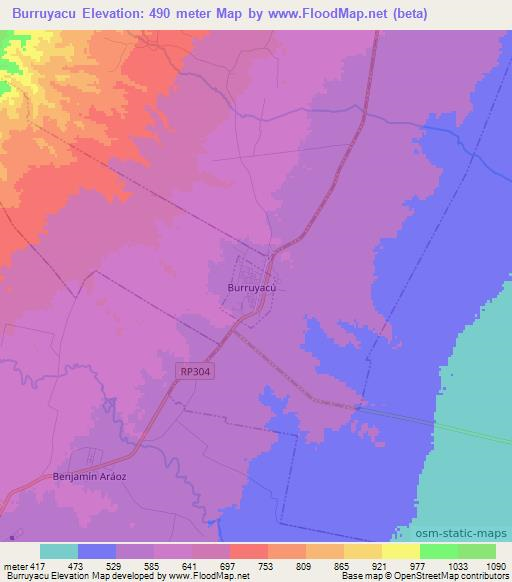 Burruyacu,Argentina Elevation Map