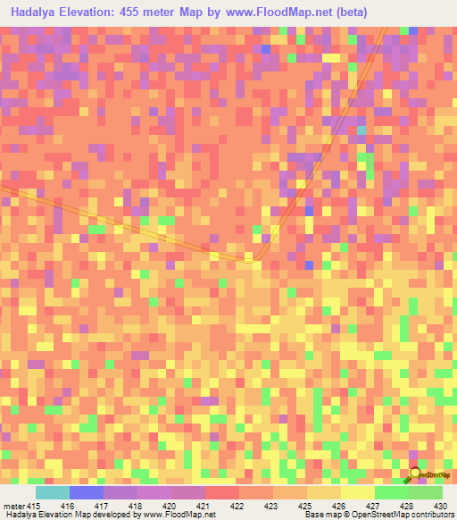 Hadalya,Sudan Elevation Map