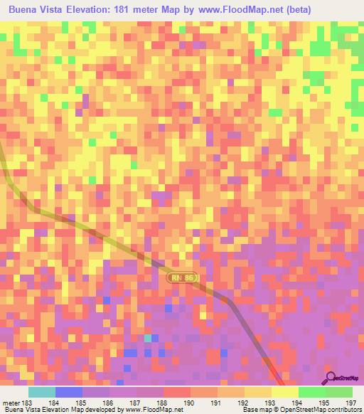 Buena Vista,Argentina Elevation Map