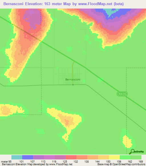 Bernasconi,Argentina Elevation Map