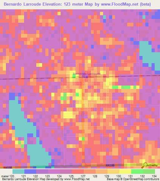 Bernardo Larroude,Argentina Elevation Map