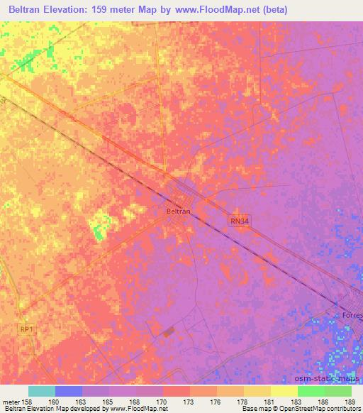 Beltran,Argentina Elevation Map