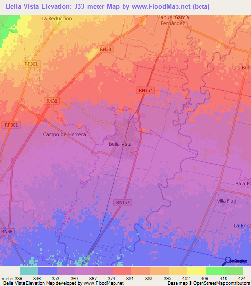 Bella Vista,Argentina Elevation Map
