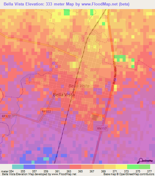 Bella Vista,Argentina Elevation Map