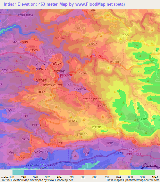 Intisar,Israel Elevation Map