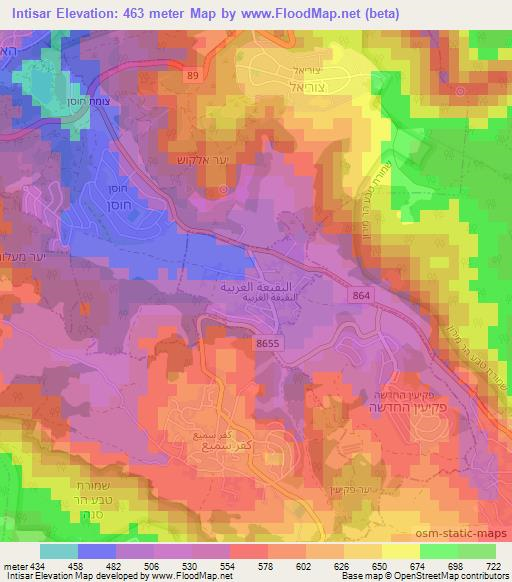 Intisar,Israel Elevation Map