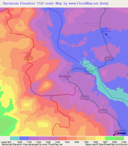 Barrancas,Argentina Elevation Map