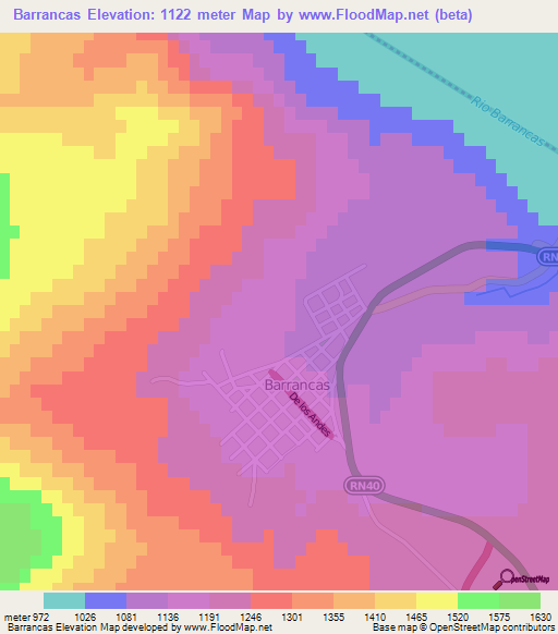 Barrancas,Argentina Elevation Map