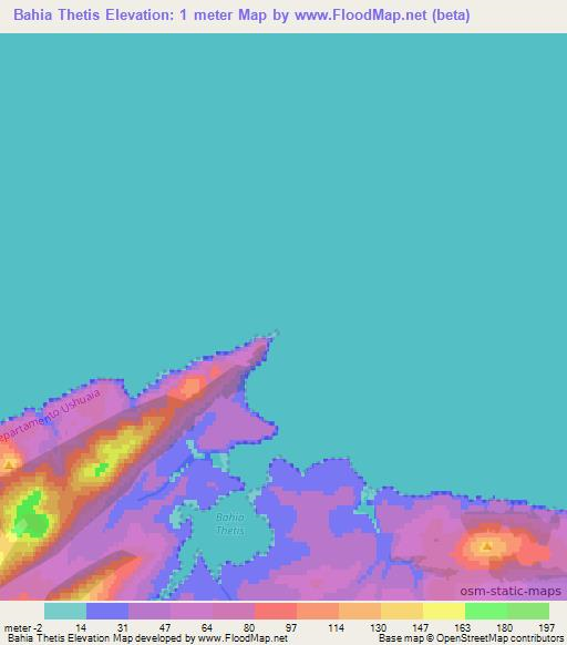 Bahia Thetis,Argentina Elevation Map