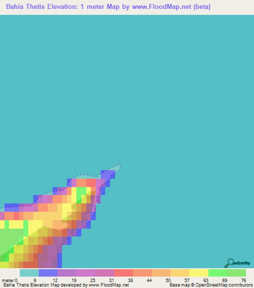 Bahia Thetis,Argentina Elevation Map
