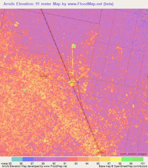 Arrufo,Argentina Elevation Map
