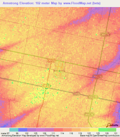 Armstrong,Argentina Elevation Map