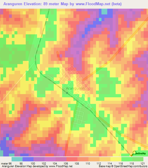 Aranguren,Argentina Elevation Map