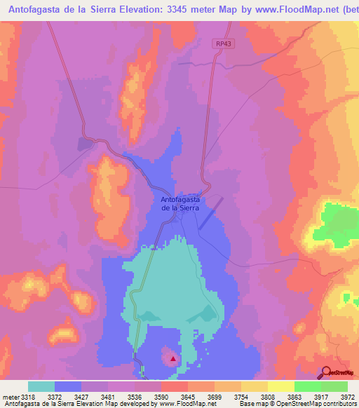 Antofagasta de la Sierra,Argentina Elevation Map
