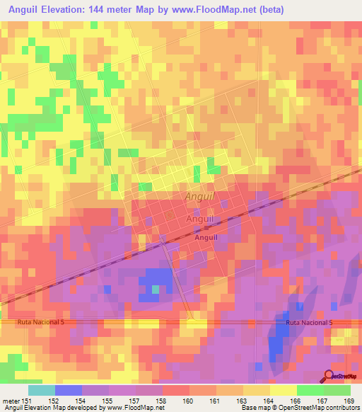 Anguil,Argentina Elevation Map