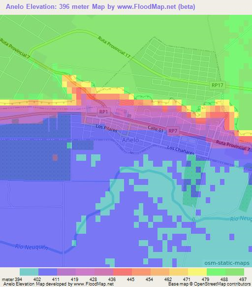 Anelo,Argentina Elevation Map