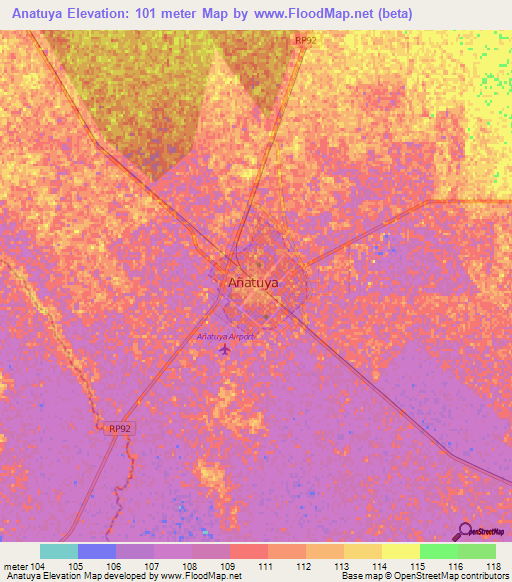 Anatuya,Argentina Elevation Map