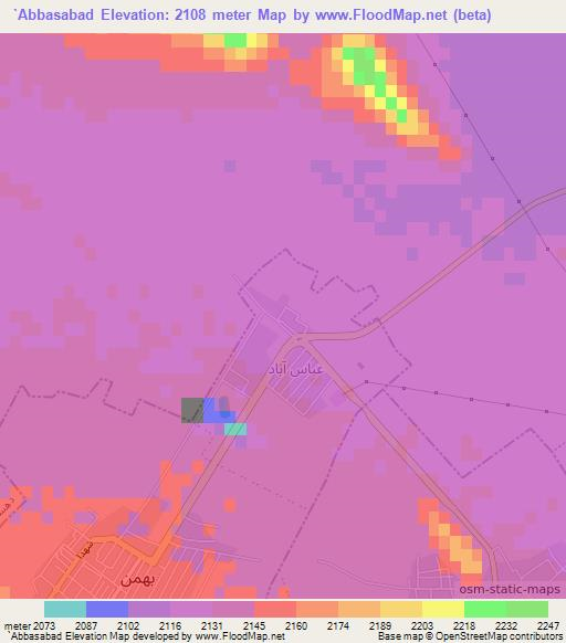`Abbasabad,Iran Elevation Map
