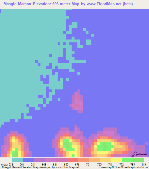 Masgid Maman,Sudan Elevation Map