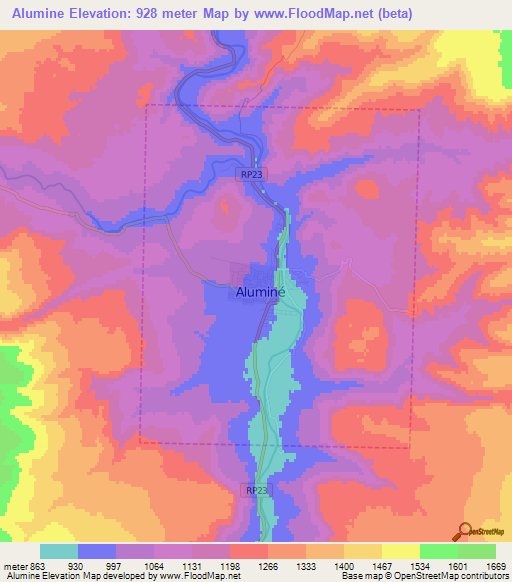 Alumine,Argentina Elevation Map