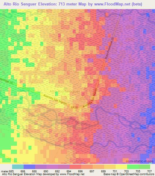 Alto Rio Senguer,Argentina Elevation Map
