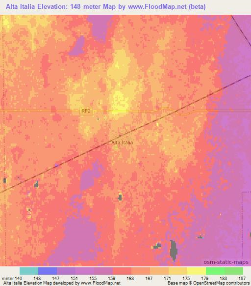 Alta Italia,Argentina Elevation Map