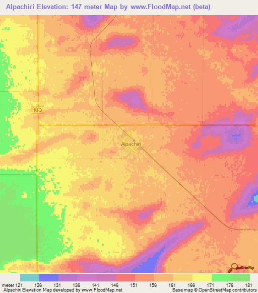Alpachiri,Argentina Elevation Map
