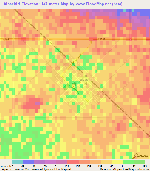 Alpachiri,Argentina Elevation Map