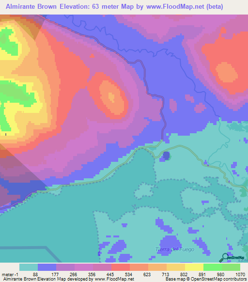 Almirante Brown,Argentina Elevation Map