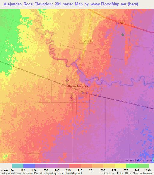 Alejandro Roca,Argentina Elevation Map