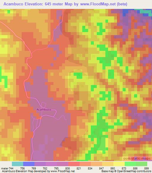 Acambuco,Argentina Elevation Map