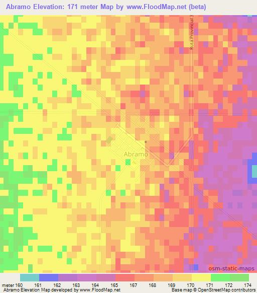 Abramo,Argentina Elevation Map
