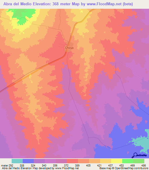 Abra del Medio,Argentina Elevation Map
