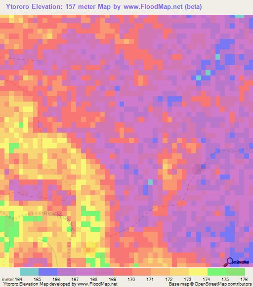 Ytororo,Paraguay Elevation Map