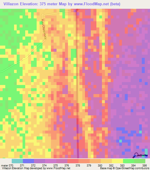 Villazon,Paraguay Elevation Map