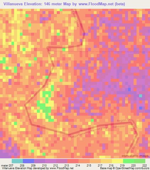 Villanueva,Paraguay Elevation Map