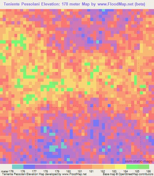 Teniente Pessolani,Paraguay Elevation Map