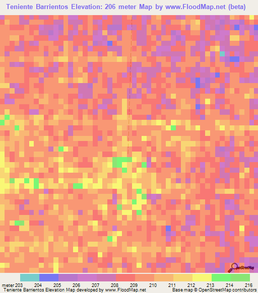 Teniente Barrientos,Paraguay Elevation Map