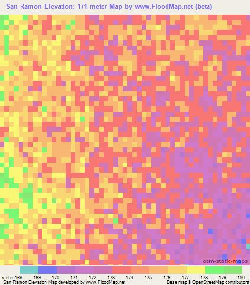 San Ramon,Paraguay Elevation Map