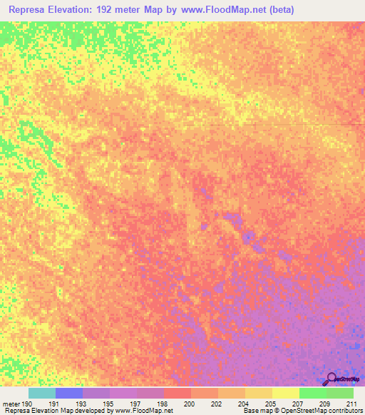 Represa,Paraguay Elevation Map