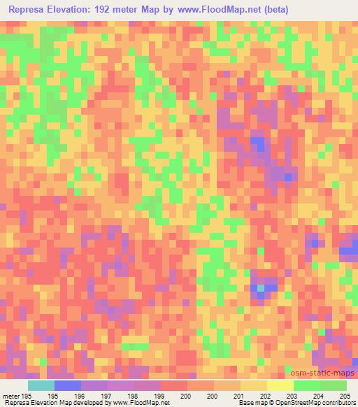 Represa,Paraguay Elevation Map