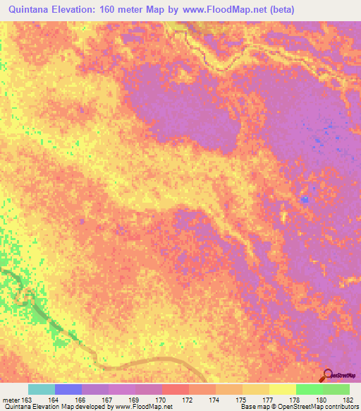 Quintana,Paraguay Elevation Map